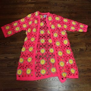 UNIF Astra Crochet Pink Cardigan Duster - XS